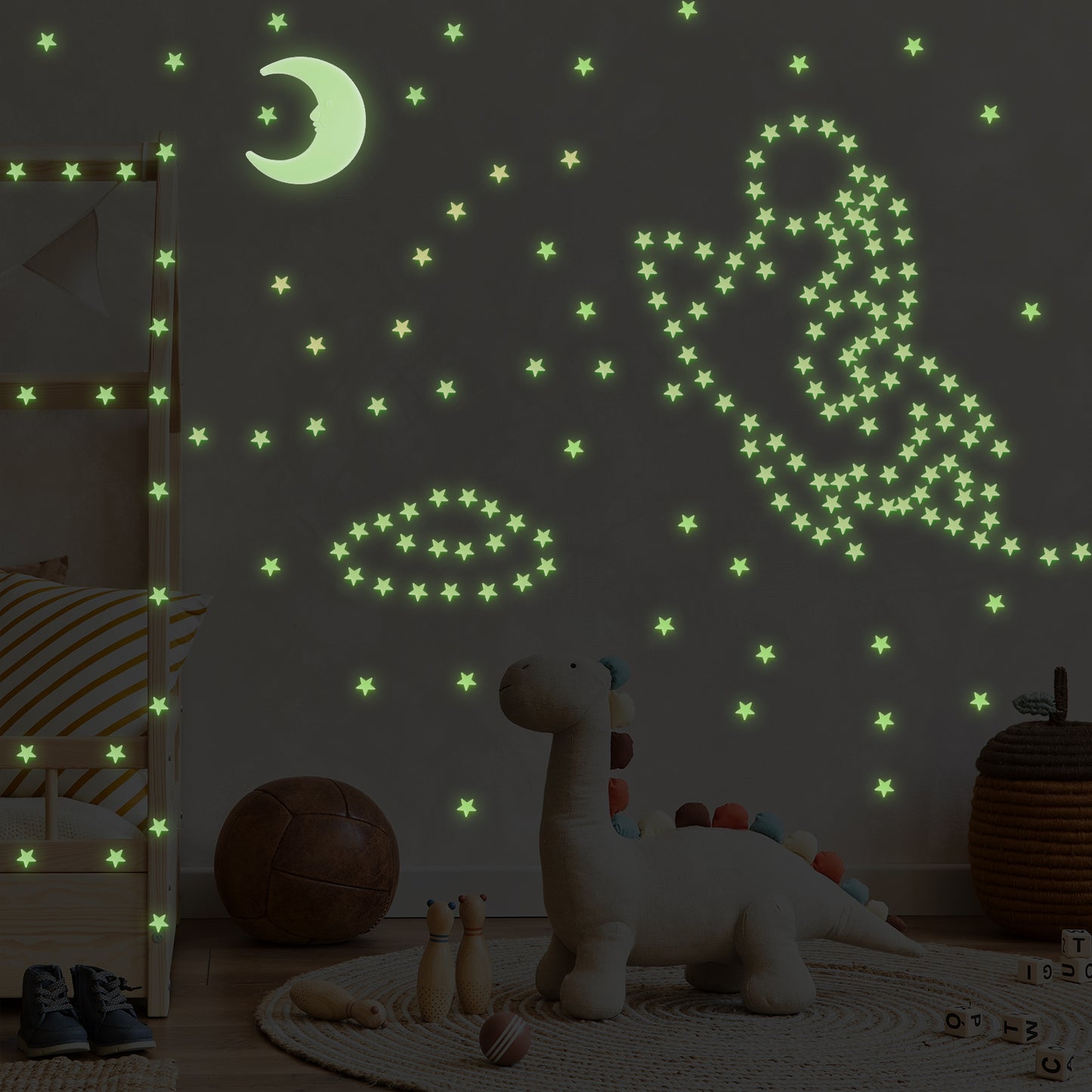 Leuchtende Sterne Wandsticker im Dunkelen für die Decke, Selbstklebend 205 Stück 3D Leuchtende Aufkleber Sterne und Mond für Kinderzimmer, Erstellen Realistischen Sternenhimmel, Raumdeko