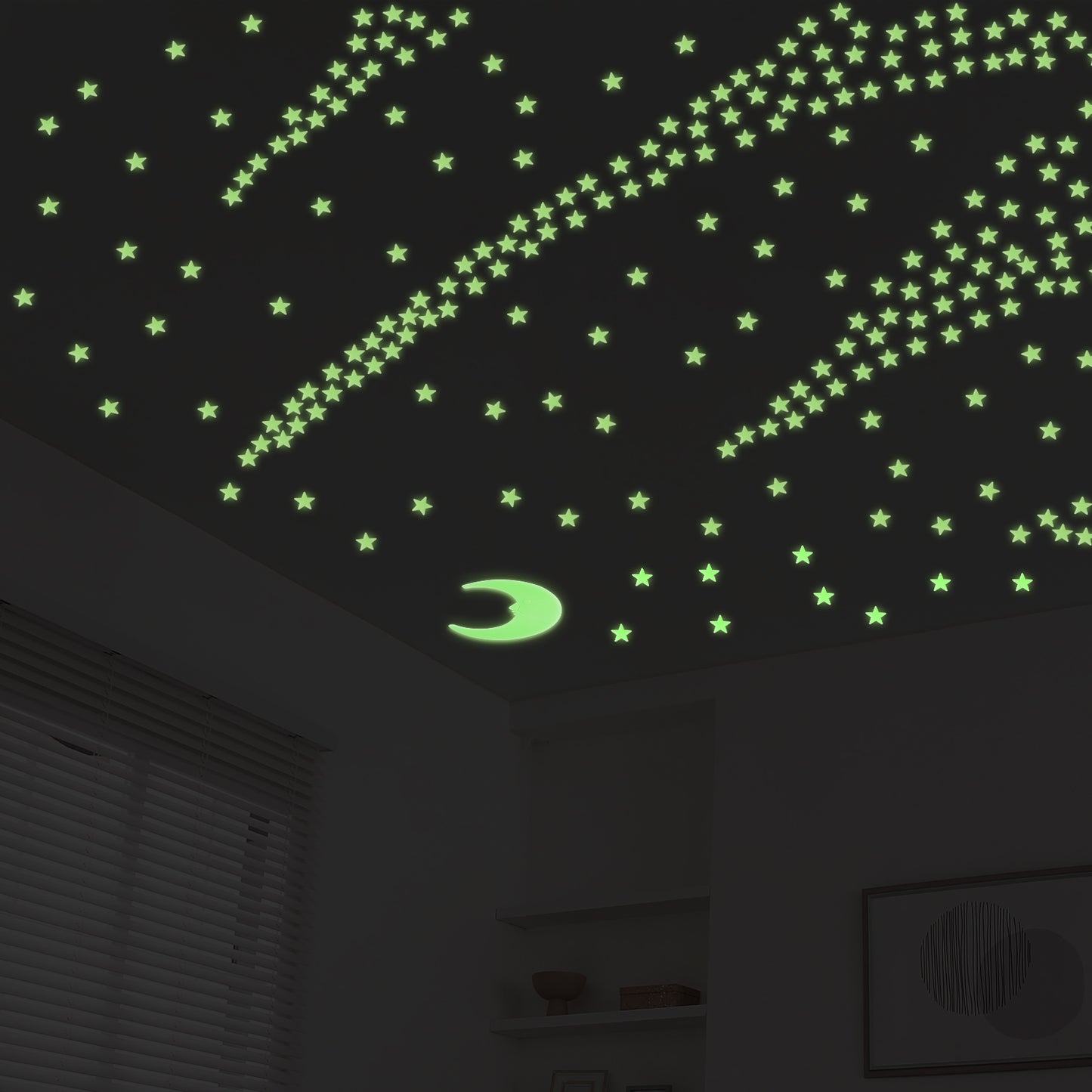Leuchtende Sterne Wandsticker im Dunkelen für die Decke, Selbstklebend 205 Stück 3D Leuchtende Aufkleber Sterne und Mond für Kinderzimmer, Erstellen Realistischen Sternenhimmel, Raumdeko