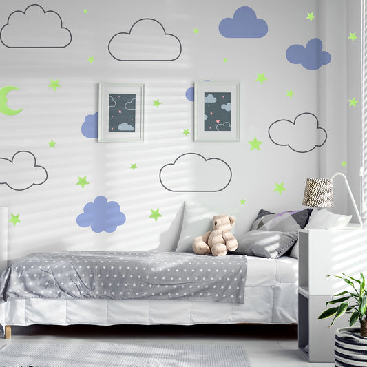Leuchtende Sterne Wandsticker im Dunkelen für die Decke, Selbstklebend 205 Stück 3D Leuchtende Aufkleber Sterne und Mond für Kinderzimmer, Erstellen Realistischen Sternenhimmel, Raumdeko